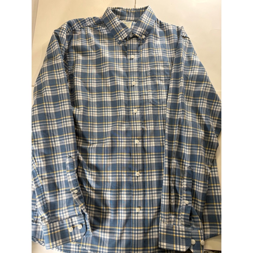 LL Bean Plaid Shirt Mens Medium Traditional Fit Blue Cotton Button Down
